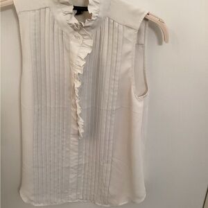 Ann Taylor Cream Ruffle sleeveless Blouse